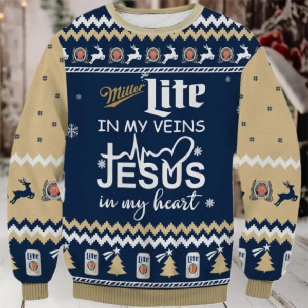 Miller Lite In My Veins Ugly Sweater