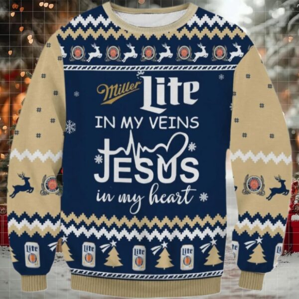 Miller Lite In My Veins Ugly Sweater