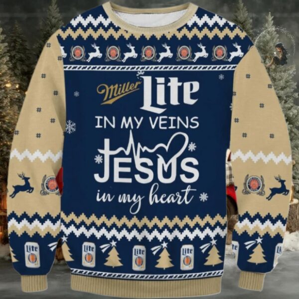 Miller Lite In My Veins Ugly Sweater
