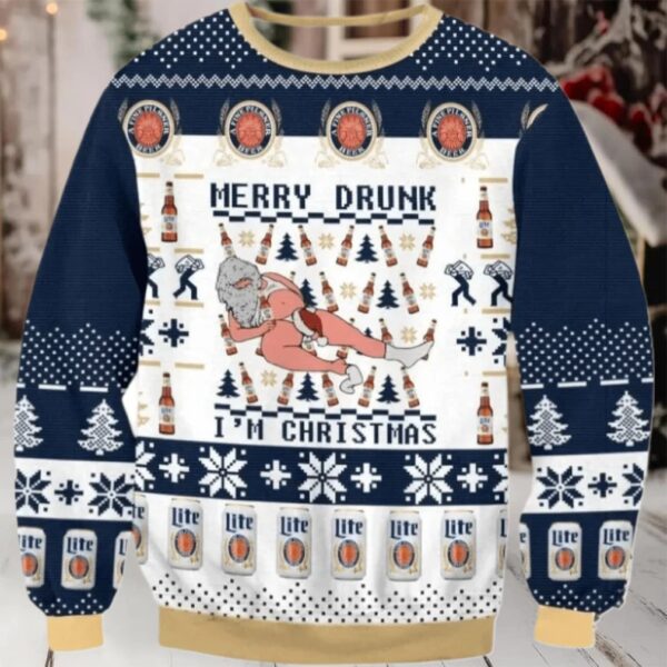 Miller Lite Merry Drunk Ugly Sweater