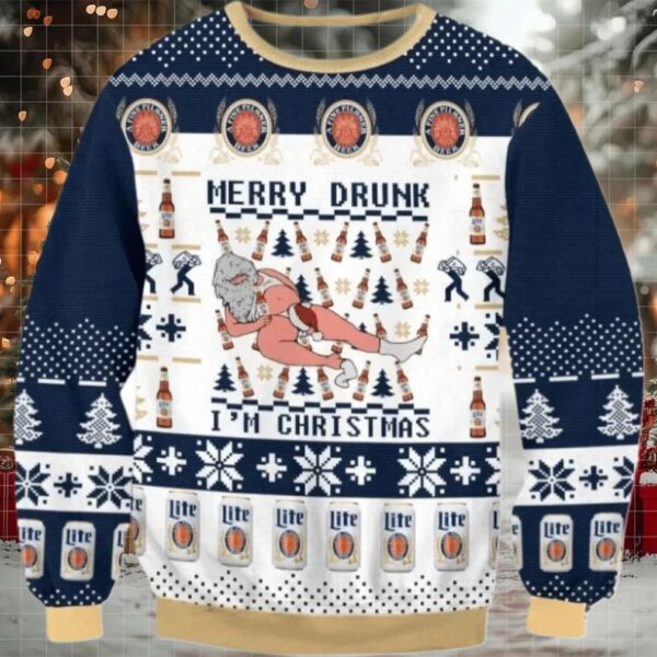Miller Lite Merry Drunk Ugly Sweater