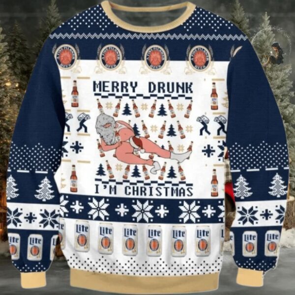 Miller Lite Merry Drunk Ugly Sweater