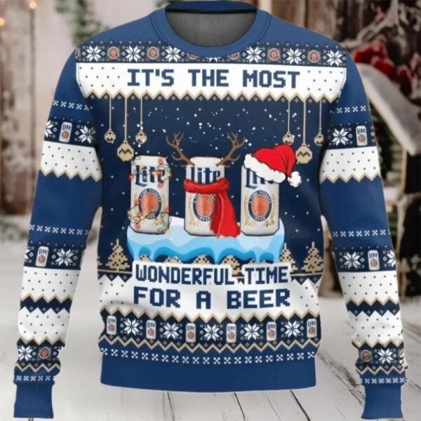 Miller Lite Wonderful Time For a Beer Ugly Sweater