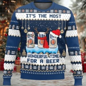 Miller Lite Wonderful Time For a Beer Ugly Sweater