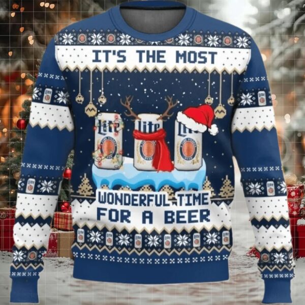 Miller Lite Wonderful Time For a Beer Ugly Sweater