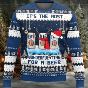 Miller Lite Wonderful Time For a Beer Ugly Sweater