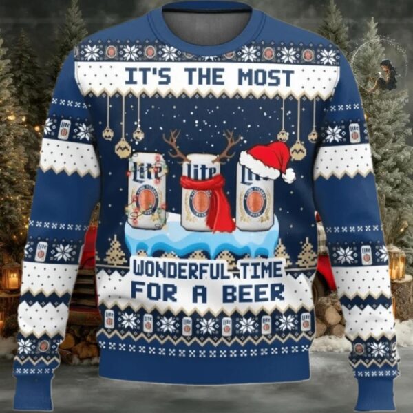Miller Lite Wonderful Time For a Beer Ugly Sweater