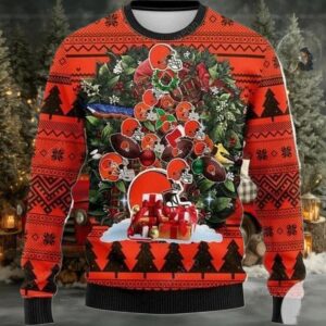 Nfl Cleveland Browns Orange Christmas Ugly Sweater Moderntees