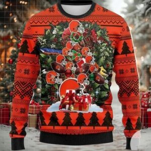 Nfl Cleveland Browns Orange Christmas Ugly Sweater Moderntees