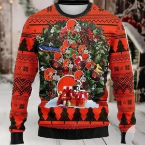 Nfl Cleveland Browns Orange Christmas Ugly Sweater Moderntees