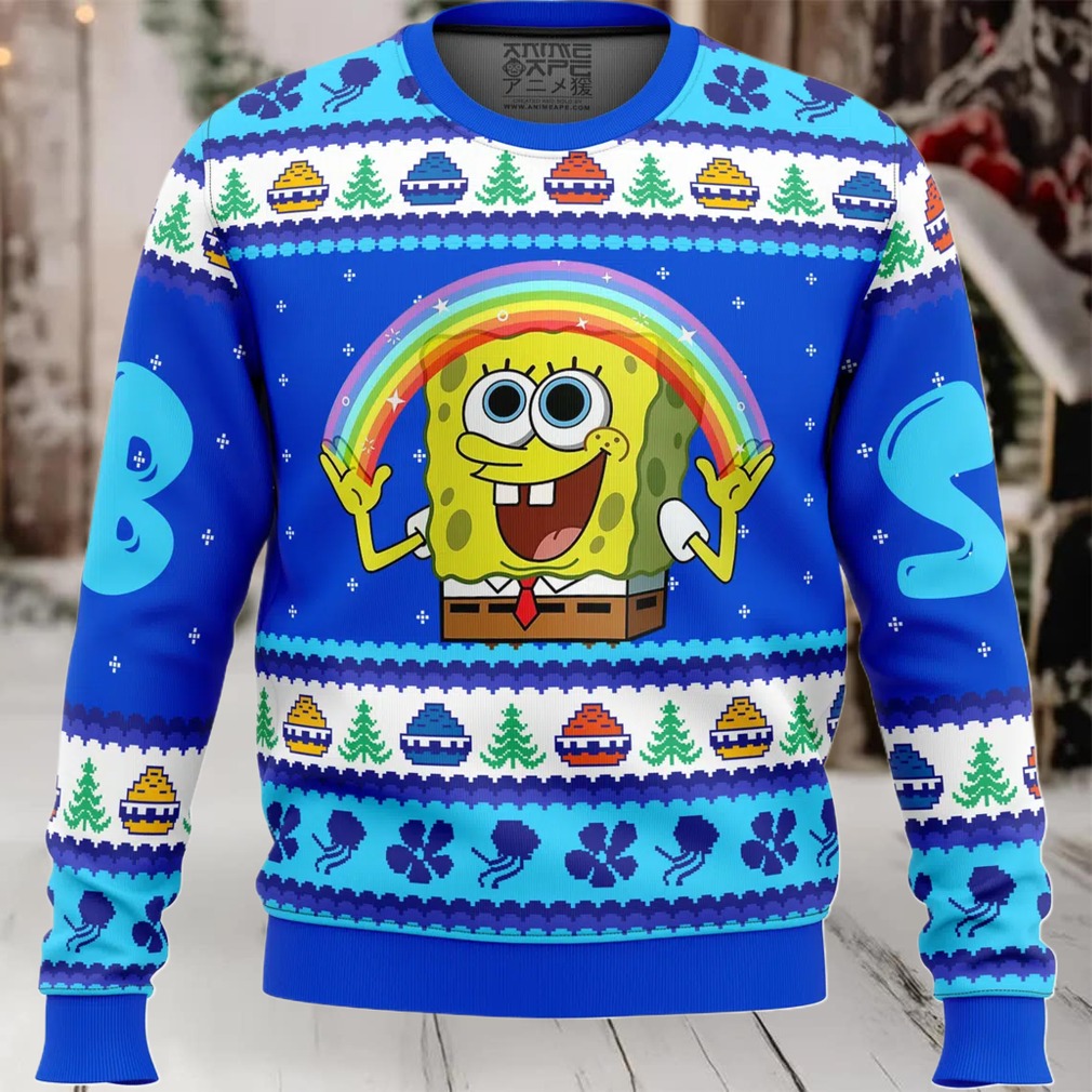 Nickelodeon Cartoons Rainbow SpongeBob Ugly Christmas Sweater Nickelodeon Cartoons Rainbow SpongeBob Ugly Christmas Sweater