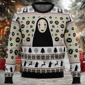 No Face and Soot Sprites Spirited Away Studio Ghibli Ugly Christmas Sweater