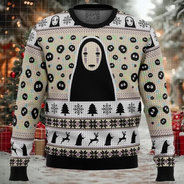 No Face and Soot Sprites Spirited Away Studio Ghibli Ugly Christmas Sweater