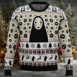 No Face and Soot Sprites Spirited Away Studio Ghibli Ugly Christmas Sweater