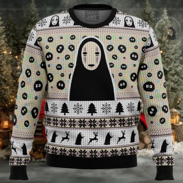 No Face and Soot Sprites Spirited Away Studio Ghibli Ugly Christmas Sweater