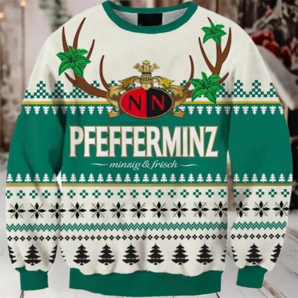 Nordbrand Pfefferminz Christmas Reindeer Ugly Sweater