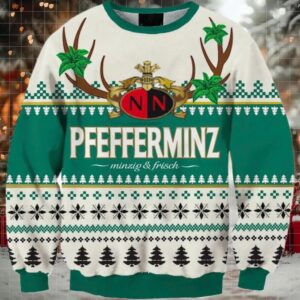 Nordbrand Pfefferminz Christmas Reindeer Ugly Sweater