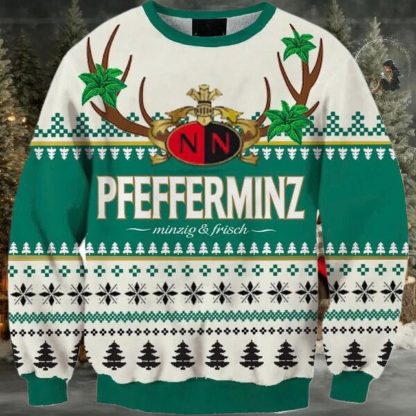 Nordbrand Pfefferminz Christmas Reindeer Ugly Sweater