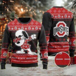 Ohio State Gift For Fan Ugly Wool Sweater Christmas Snoopy Dabbing Ugly Sweater 3D Gift For Christmas Moderntees