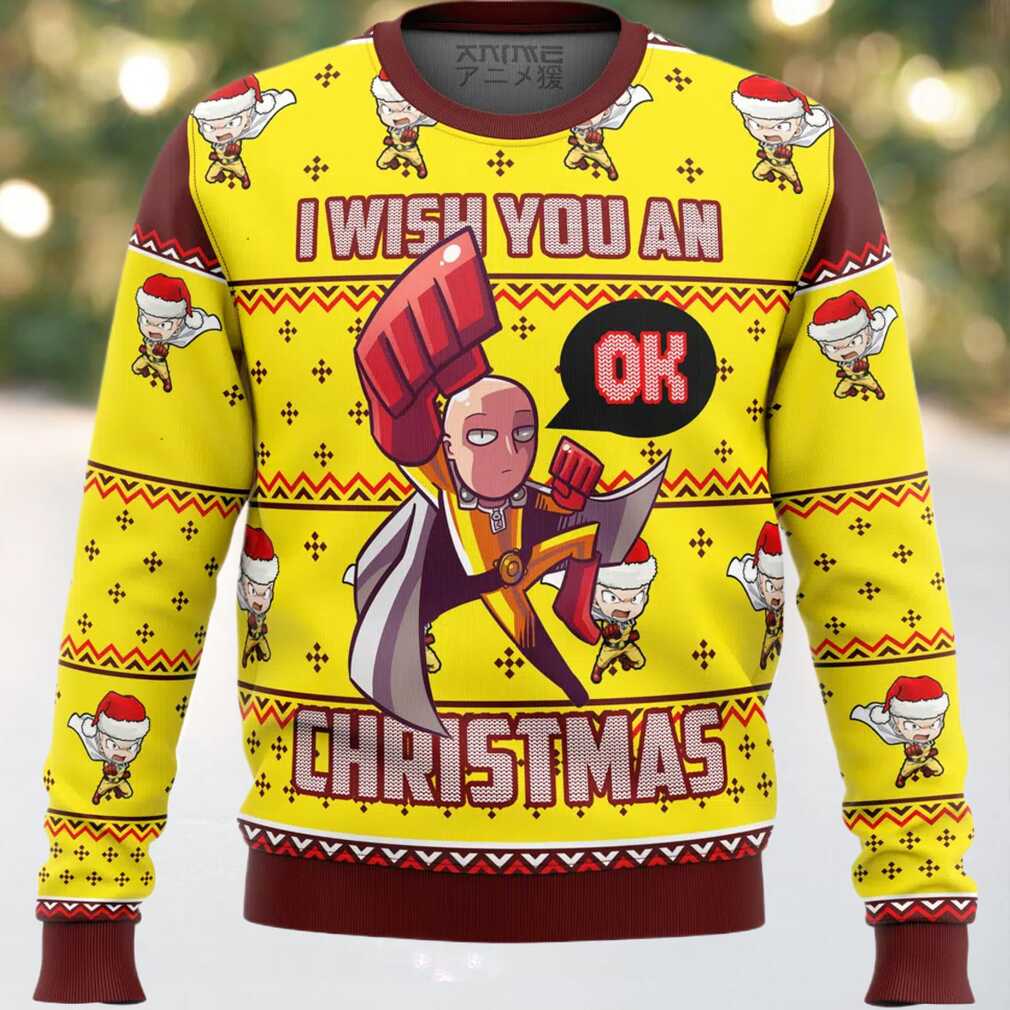 One Punch Saitama Ok Ugly Christmas Sweater