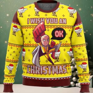 One Punch Saitama Ok Ugly Christmas Sweater