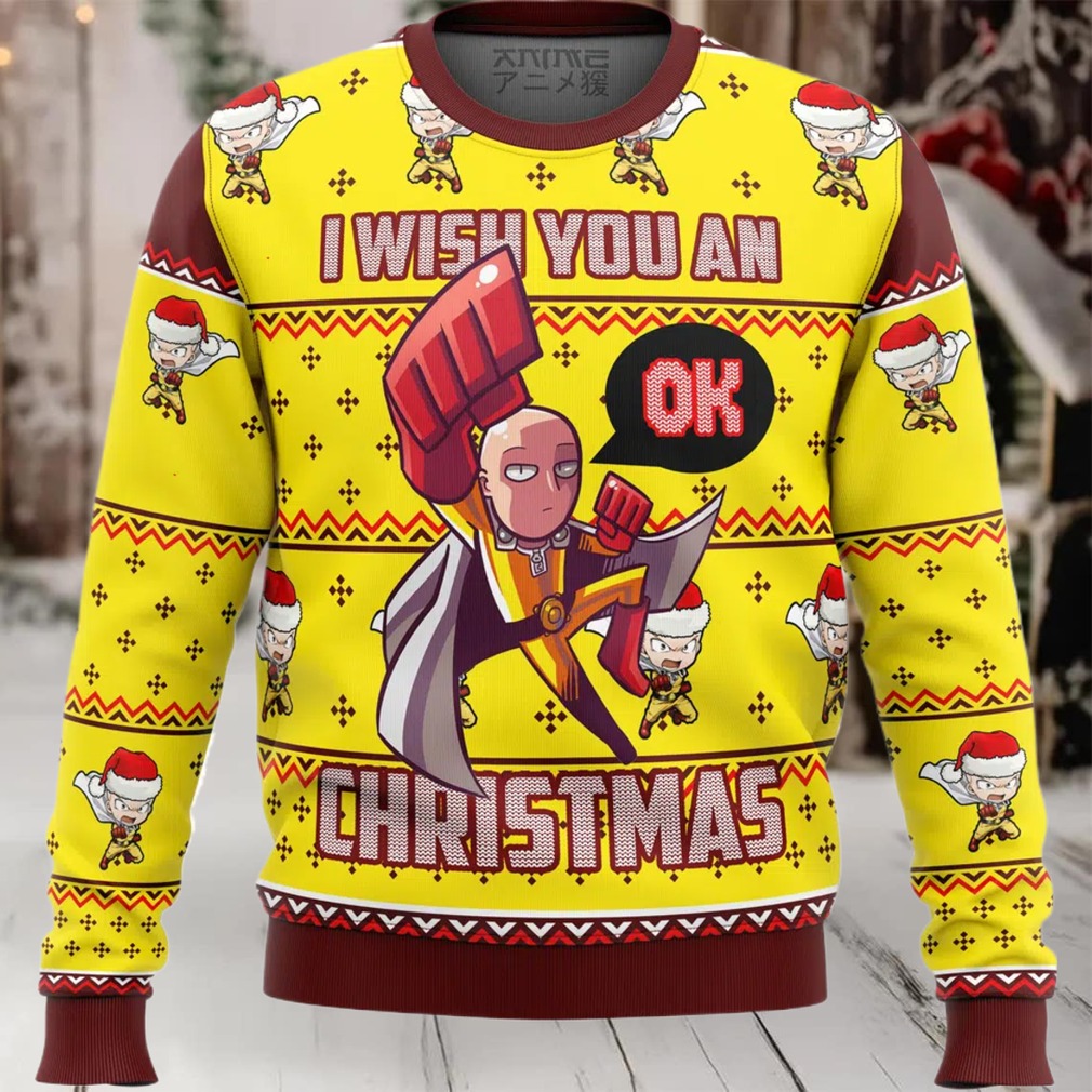 One Punch Saitama Ok Ugly Christmas Sweater One Punch Saitama Ok Ugly Christmas Sweater