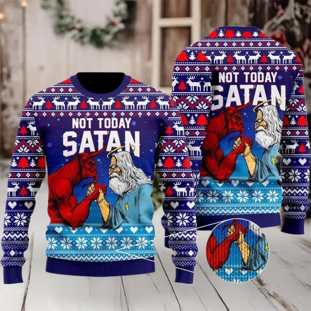 2025 Jesus Not Today Satan Ugly Christmas Sweater 2025 Jesus Not Today Satan Ugly Christmas Sweater