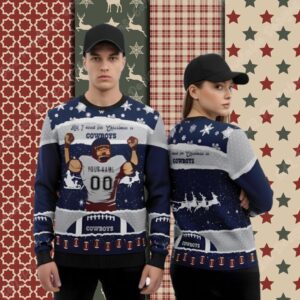 Personalized Dallas Cowboys Player Blue Womens Christmas Ugly Sweater