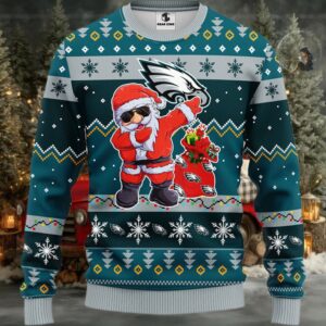 Philadelphia Eagles Dabbing Santa Claus Christmas Ugly Sweater Moderntees