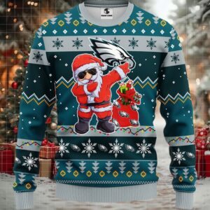 Philadelphia Eagles Dabbing Santa Claus Christmas Ugly Sweater Moderntees