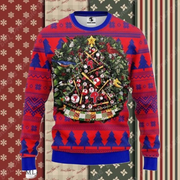 Philadelphia Phillies Christmas Tree Ornament Wreath Ugly Sweater