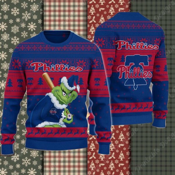 Philadelphia Phillies Grinch Stolen Ugly Christmas Sweater
