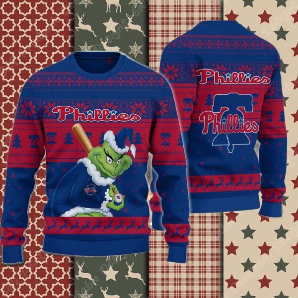 Philadelphia Phillies Grinch Stolen Ugly Christmas Sweater