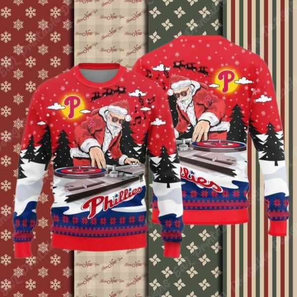 Philadelphia Phillies Logo Knitted Funny DJ Santa