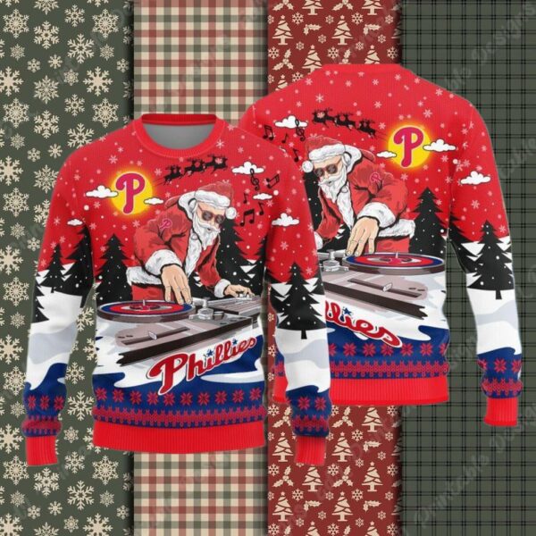 Philadelphia Phillies Logo Knitted Funny DJ Santa