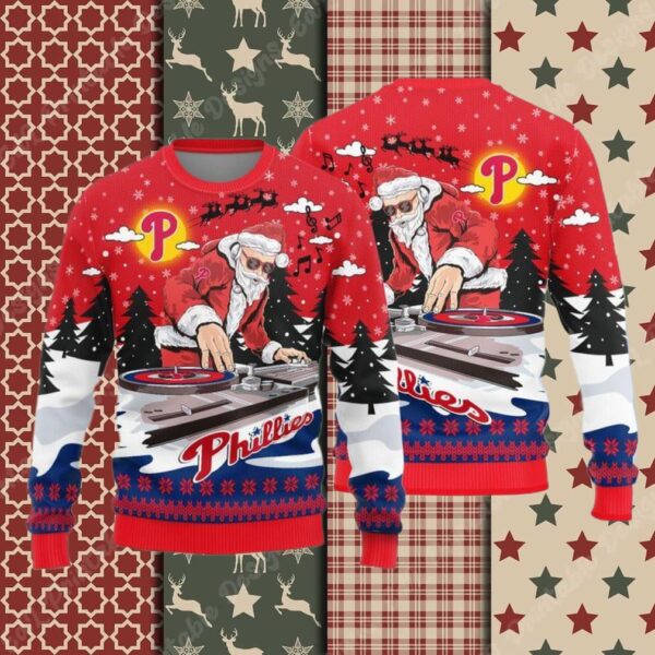 Philadelphia Phillies Logo Knitted Funny DJ Santa