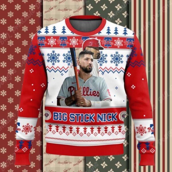 Philadelphia Phillies Nick Castellanos Big Stick Nick Ugly Christmas Sweater