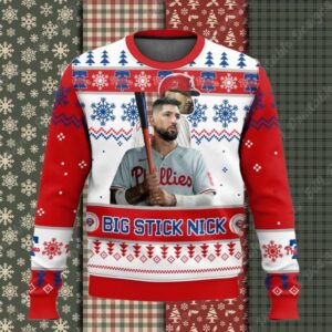 Philadelphia Phillies Nick Castellanos Big Stick Nick Ugly Christmas Sweater