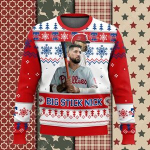 Philadelphia Phillies Nick Castellanos Big Stick Nick Ugly Christmas Sweater