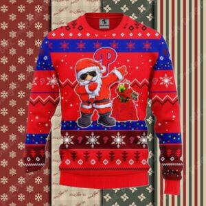Philadelphia Phillies Santa Dabbing Red Ugly Christmas Sweater
