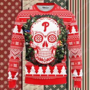 Philadelphia Phillies Skull Ugly Christmas Sweater