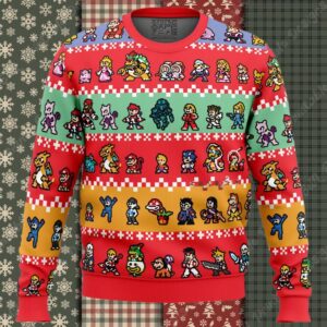 Pixel Smash Super Smash Bros Ugly Christmas Sweater