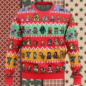 Pixel Smash Super Smash Bros Ugly Christmas Sweater