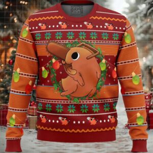 Pochita Chainsaw Man Ugly Christmas Sweater