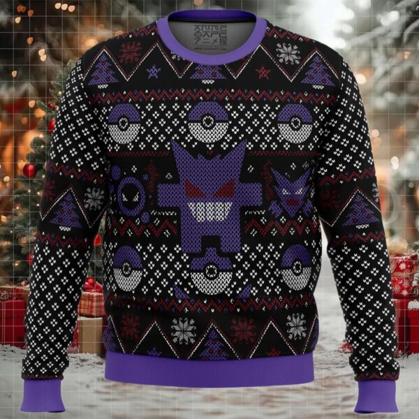 Pokemon Ghosts Gengar Ghastly Haunter Ugly Christmas Sweater