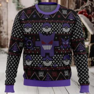 Pokemon Ghosts Gengar Ghastly Haunter Ugly Christmas Sweater