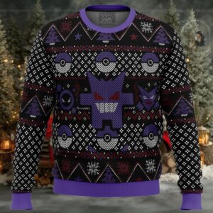 Pokemon Ghosts Gengar Ghastly Haunter Ugly Christmas Sweater