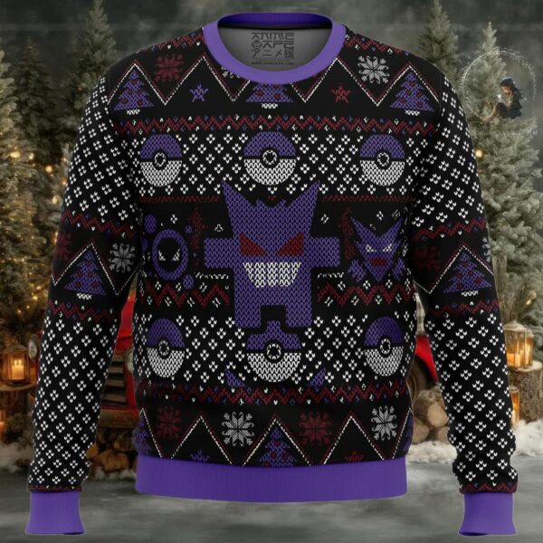 Pokemon Ghosts Gengar Ghastly Haunter Ugly Christmas Sweater