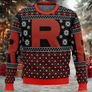 Pokemon Team Rocket Red Black Ugly Christmas Sweater