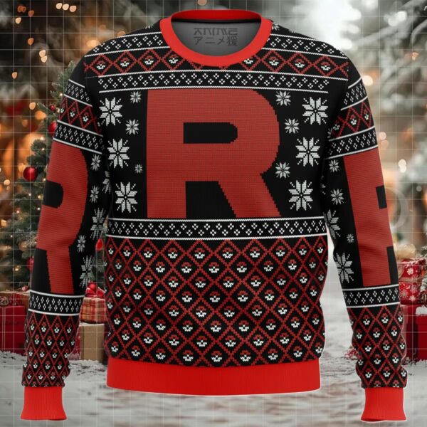Pokemon Team Rocket Red Black Ugly Christmas Sweater